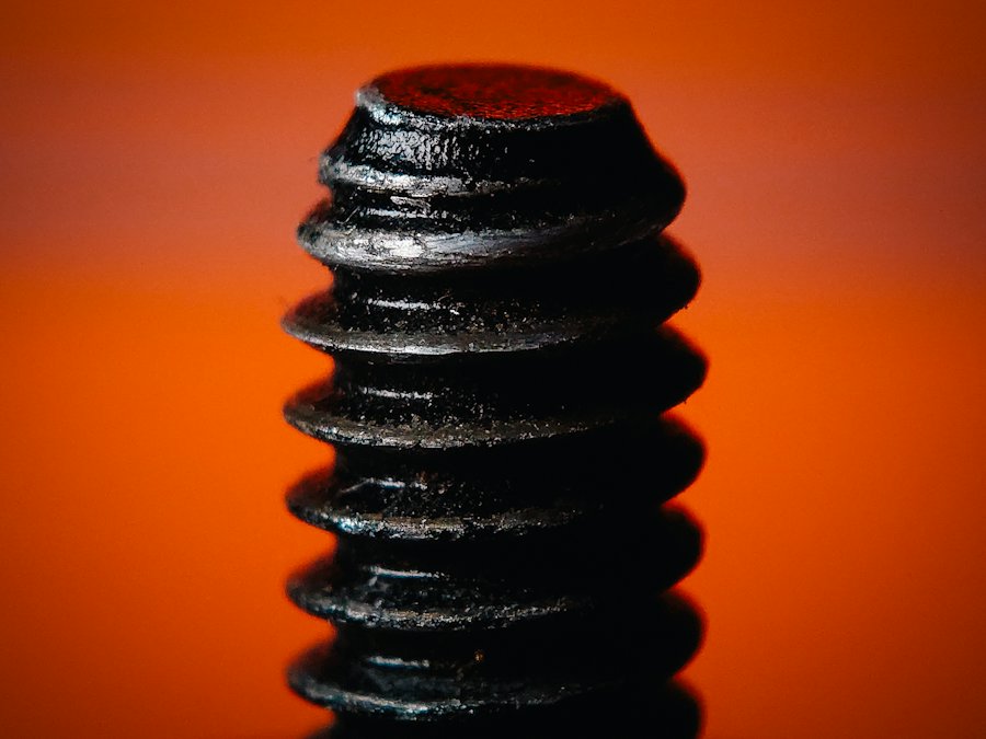 Close-up van een stalen schroefdraad